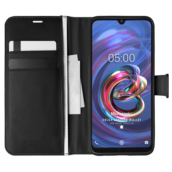 Microsonic Vestel Venüs E5 Kılıf Delux Leather Wallet Siyah 1