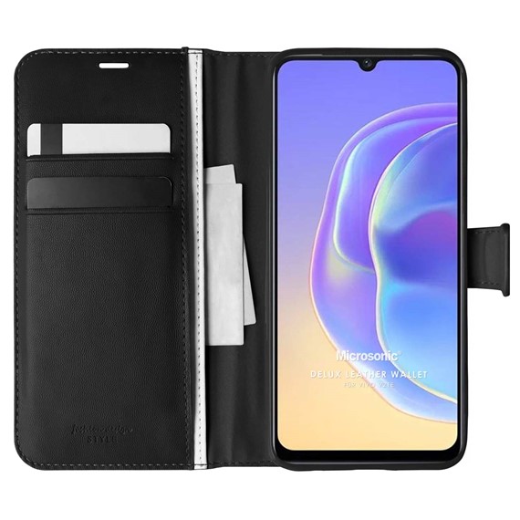 Microsonic Vivo V21e Kılıf Delux Leather Wallet Siyah 1