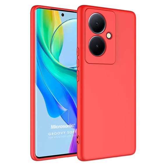 Microsonic Vivo V29 Lite 5G Kılıf Groovy Soft Kırmızı 1