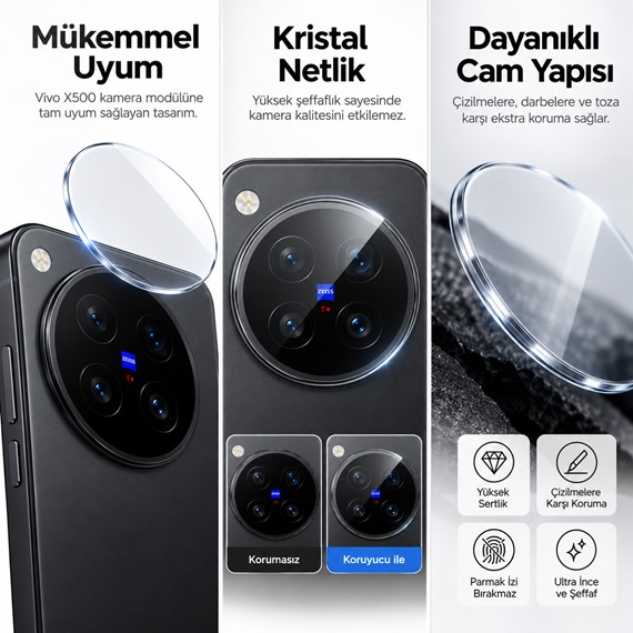 Microsonic Vivo X500 Pro Max Kamera Lens Koruma Camı Şeffaf 4