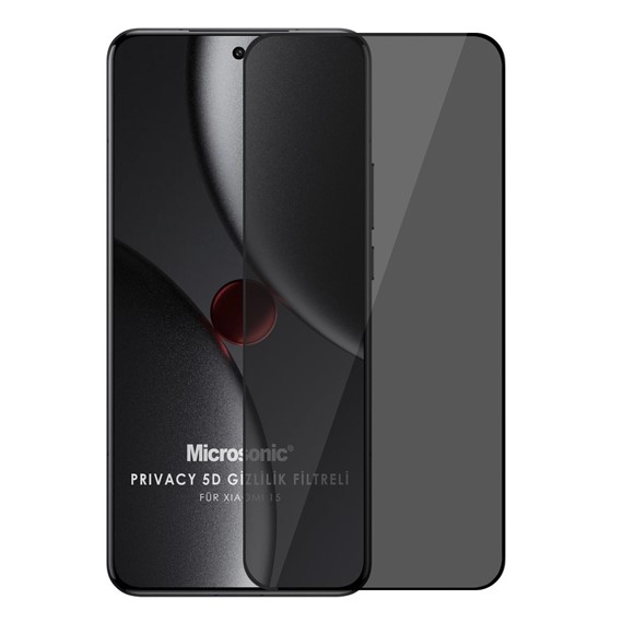 Microsonic Xiaomi 15 Privacy 5D Gizlilik Filtreli Cam Ekran Koruyucu Siyah 1