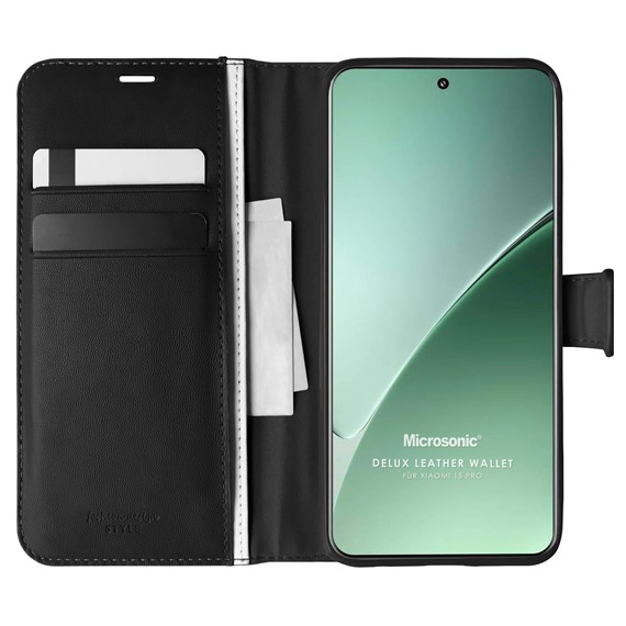 Microsonic Xiaomi 15 Pro Kılıf Delux Leather Wallet Siyah 1