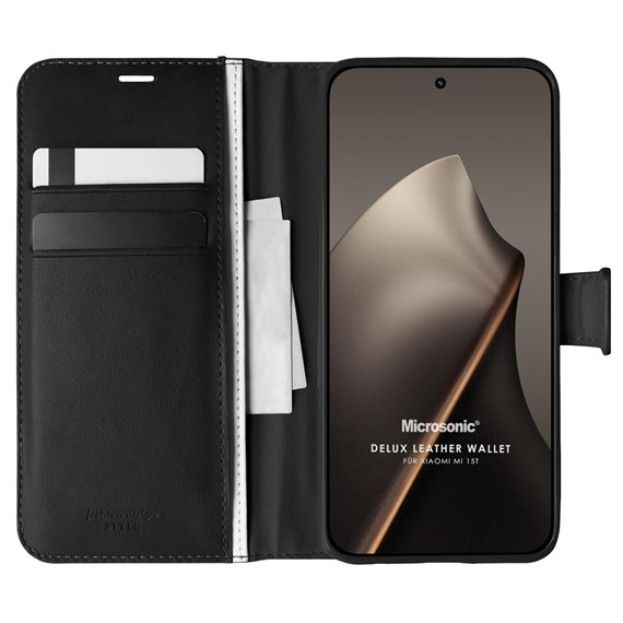 Microsonic Xiaomi 15T Kılıf Delux Leather Wallet Siyah 1
