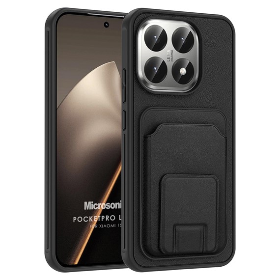 Microsonic Xiaomi 15T Kılıf PocketPro Litchi Siyah 1