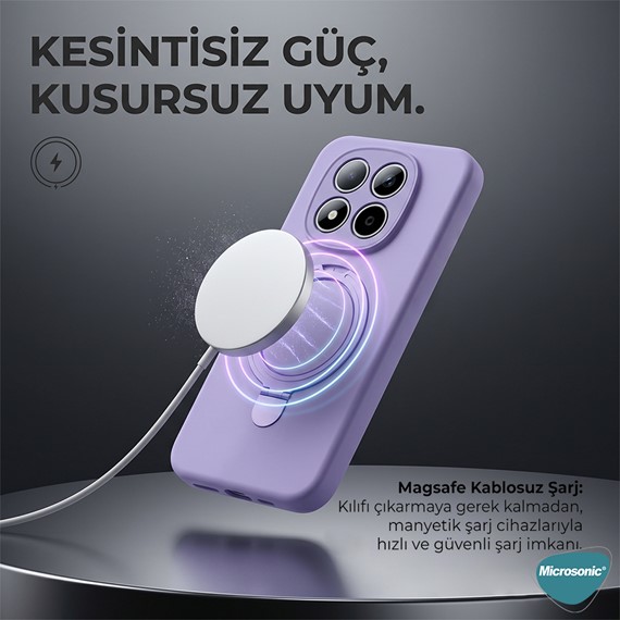 Microsonic Xiaomi Redmi Note 15 4G Kılıf Aura Stant MagSafe Lila 2