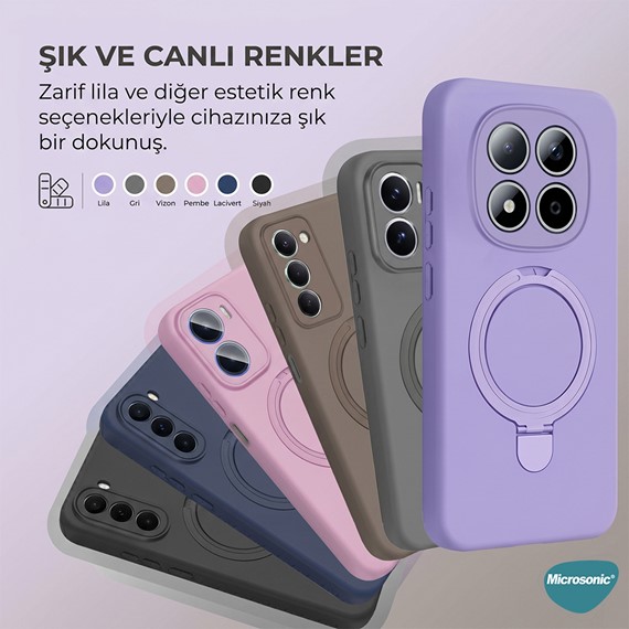 Microsonic Xiaomi Redmi Note 15 4G Kılıf Aura Stant MagSafe Lila 4