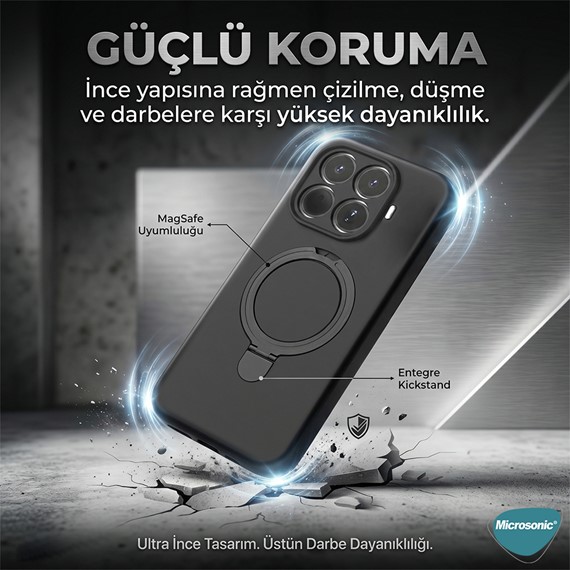 Microsonic Xiaomi Redmi Note 15 4G Kılıf Aura Stant MagSafe Lila 5
