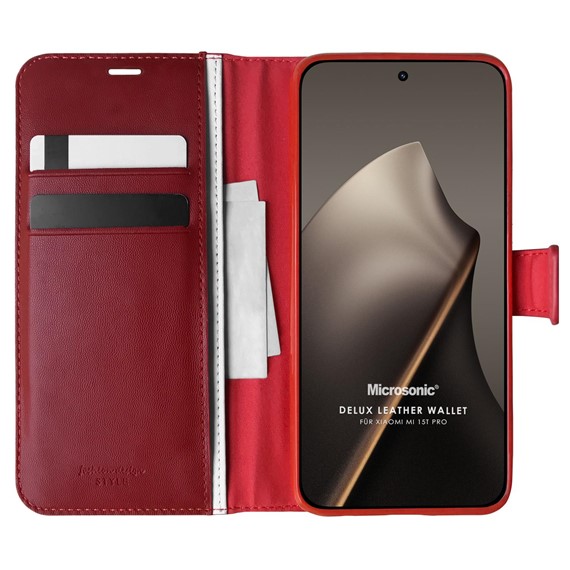 Microsonic Xiaomi 15T Pro Kılıf Delux Leather Wallet Kırmızı 1