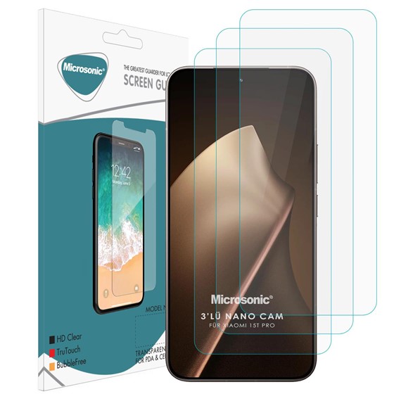 Microsonic Xiaomi 15T Pro Screen Protector Nano Glass Cam Ekran Koruyucu 3 lü Paket 2