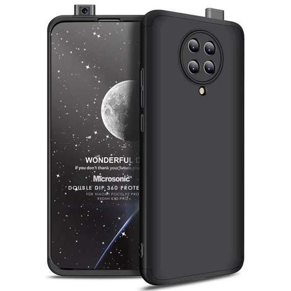 Microsonic Xiaomi Poco F2 Pro Kılıf Double Dip 360 Protective Siyah 1