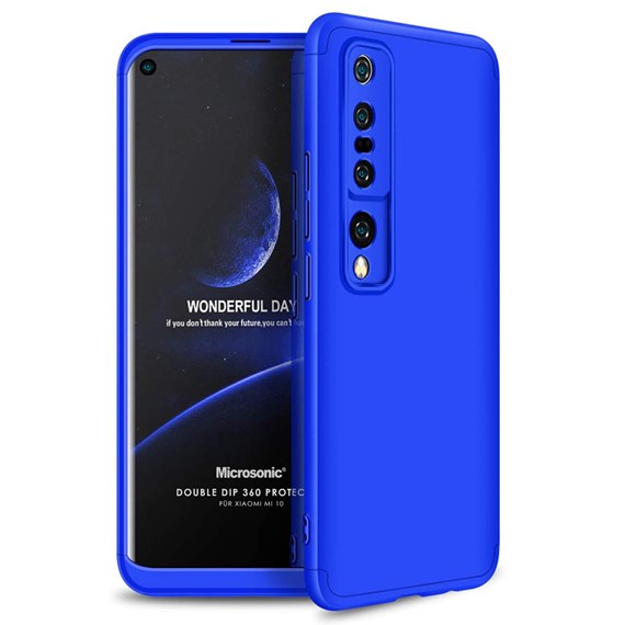 Microsonic Xiaomi Mi 10 Kılıf Double Dip 360 Protective Mavi 1
