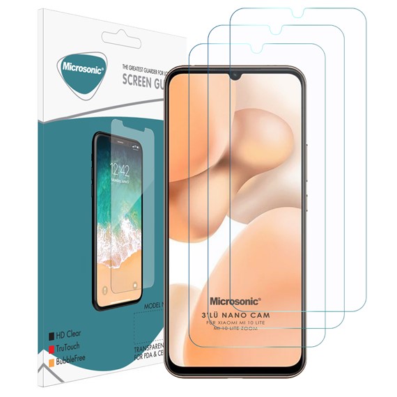 Microsonic Xiaomi Mi 10 Lite Screen Protector Nano Glass Cam Ekran Koruyucu 3 Pack 1