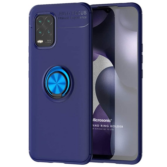 Microsonic Xiaomi Mi 10 Lite Kılıf Kickstand Ring Holder Lacivert 1