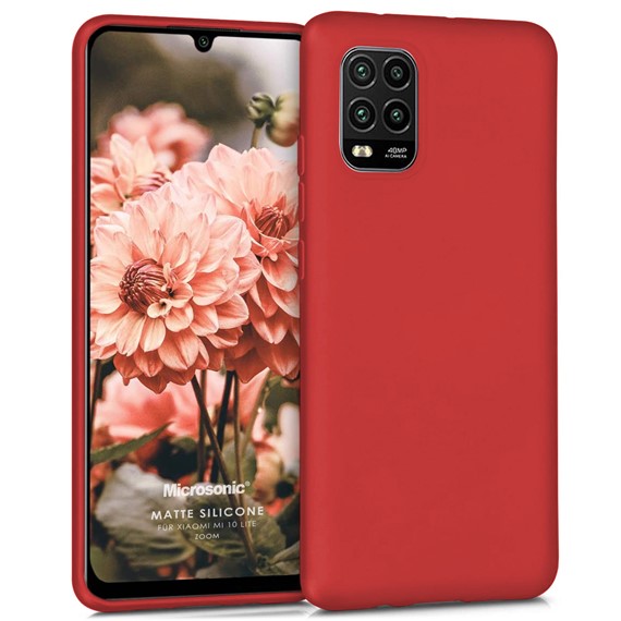 Microsonic Matte Silicone Xiaomi Mi 10 Lite Zoom Kılıf Kırmızı 1