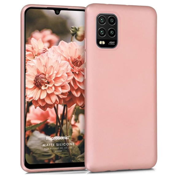 Microsonic Matte Silicone Xiaomi Mi 10 Lite Zoom Kılıf Rose Gold 1