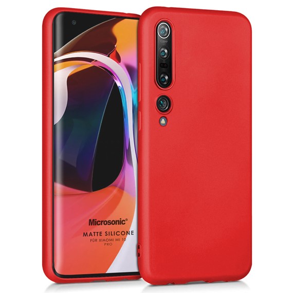 Microsonic Matte Silicone Xiaomi Mi 10 Pro Kılıf Kırmızı 1