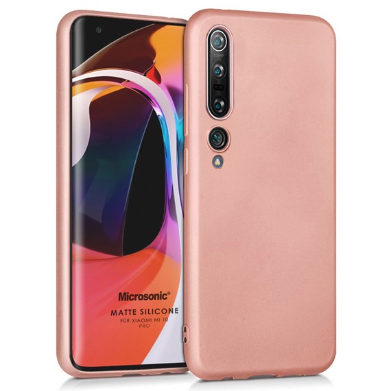 Microsonic Matte Silicone Xiaomi Mi 10 Pro Kılıf Rose Gold 1