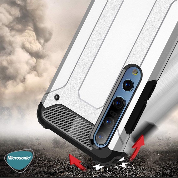 Microsonic Xiaomi Mi 10 Pro Kılıf Rugged Armor Gümüş 3