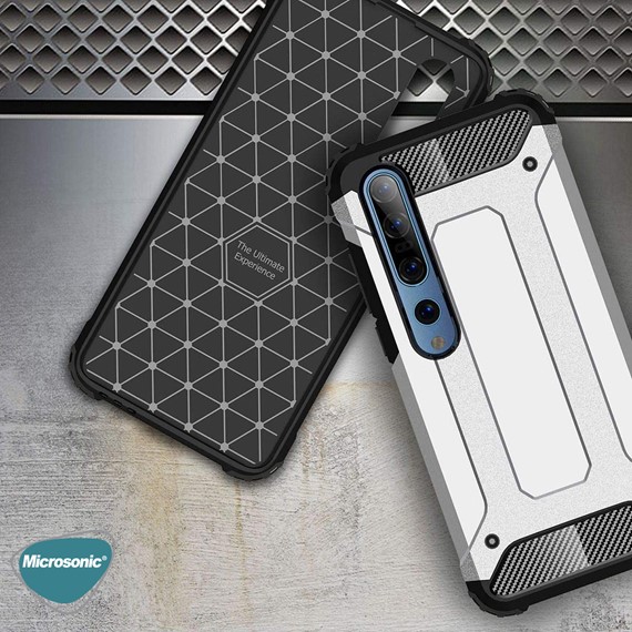 Microsonic Xiaomi Mi 10 Pro Kılıf Rugged Armor Gümüş 4