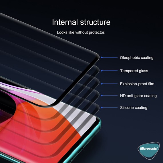 Microsonic Xiaomi Mi 10 Pro Tam Kaplayan Temperli Cam Ekran Koruyucu Siyah 2