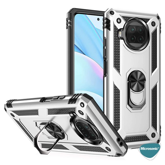 Microsonic Xiaomi Redmi Note 9 Pro 5G Kılıf Military Ring Holder Kırmızı 7