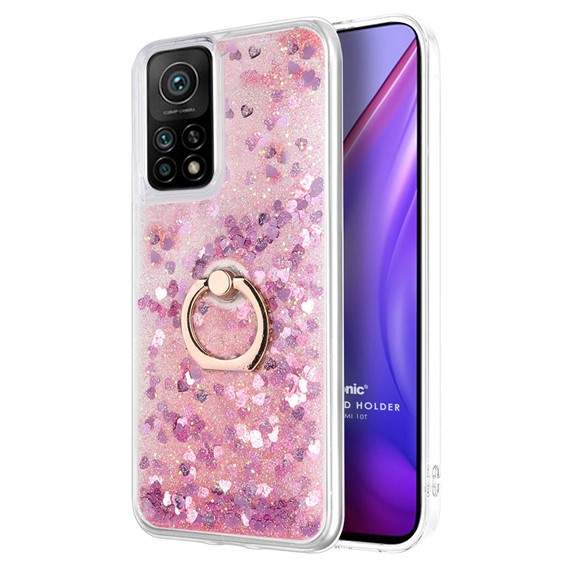 Microsonic Xiaomi Mi 10T Pro Kılıf Glitter Liquid Holder Pembe 1