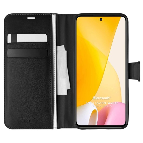 Microsonic Xiaomi Mi 12 Lite Kılıf Delux Leather Wallet Siyah 1