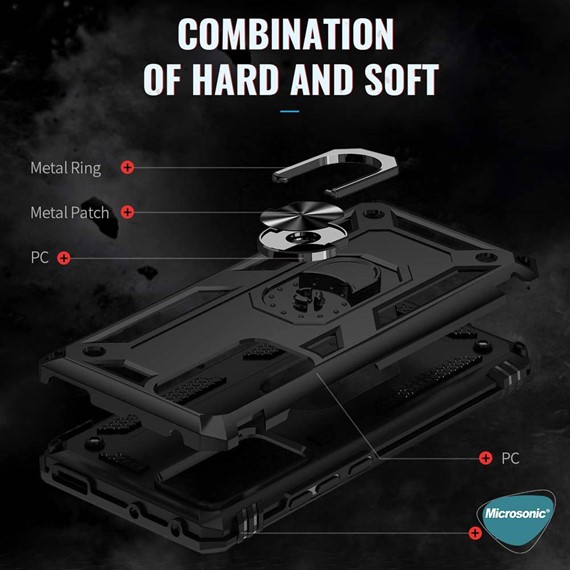 Microsonic Xiaomi Mi 12 Lite Kılıf Military Ring Holder Siyah 4