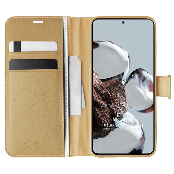 Microsonic Xiaomi Mi 12T Pro Kılıf Delux Leather Wallet Gold 1