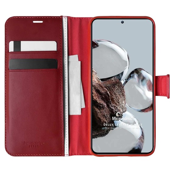 Microsonic Xiaomi Mi 12T Pro Kılıf Delux Leather Wallet Kırmızı 1