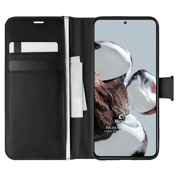 Microsonic Xiaomi Mi 12T Pro Kılıf Delux Leather Wallet Siyah 1