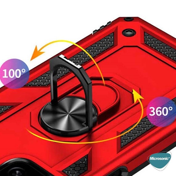 Microsonic Xiaomi Mi 12T Kılıf Military Ring Holder Gümüş 3