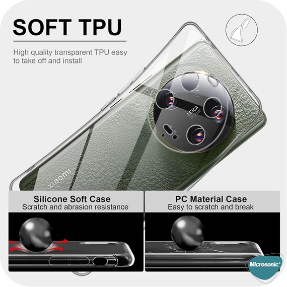 Microsonic Xiaomi Mi 13 Ultra Kılıf Transparent Soft Şeffaf 4