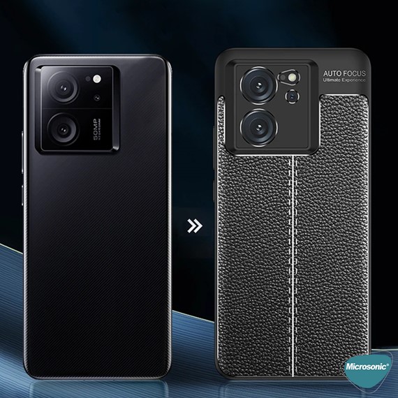 Microsonic Xiaomi Mi 13T Kılıf Deri Dokulu Silikon Lacivert 5