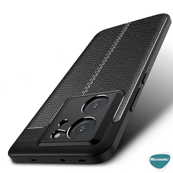 Microsonic Xiaomi Mi 13T Kılıf Deri Dokulu Silikon Lacivert 6