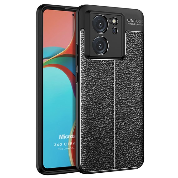 Microsonic Xiaomi Mi 13T Pro Kılıf Deri Dokulu Silikon Siyah 1