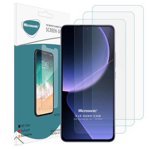 Microsonic Xiaomi Mi 13T Screen Protector Nano Glass Cam Ekran Koruyucu 3 lü Paket 2