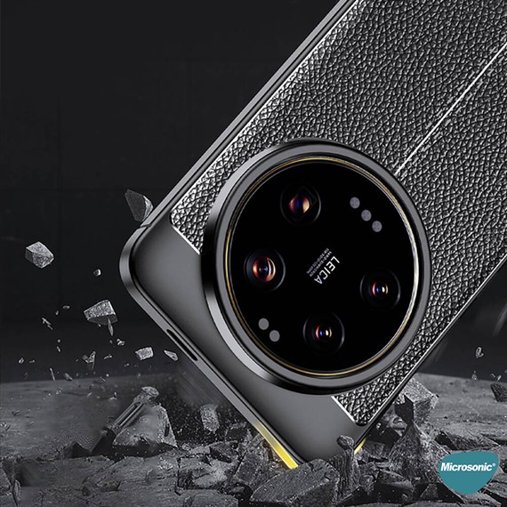 Microsonic Xiaomi Mi 14 Ultra Kılıf Deri Dokulu Silikon Lacivert 3