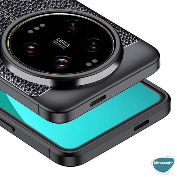Microsonic Xiaomi Mi 14 Ultra Kılıf Deri Dokulu Silikon Lacivert 4