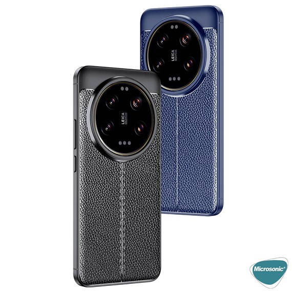 Microsonic Xiaomi Mi 14 Ultra Kılıf Deri Dokulu Silikon Lacivert 5