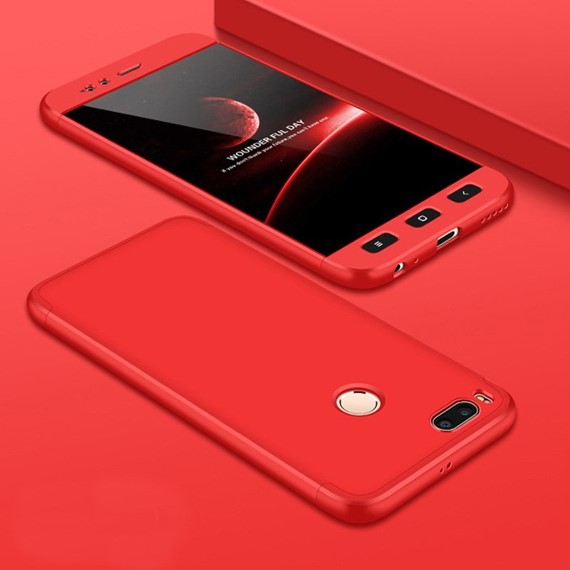 Microsonic Xiaomi Mi 5X Kılıf Double Dip 360 Protective Kırmızı 3