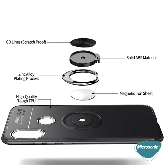 Microsonic Xiaomi Mi 8 SE Kılıf Kickstand Ring Holder Siyah Rose 5