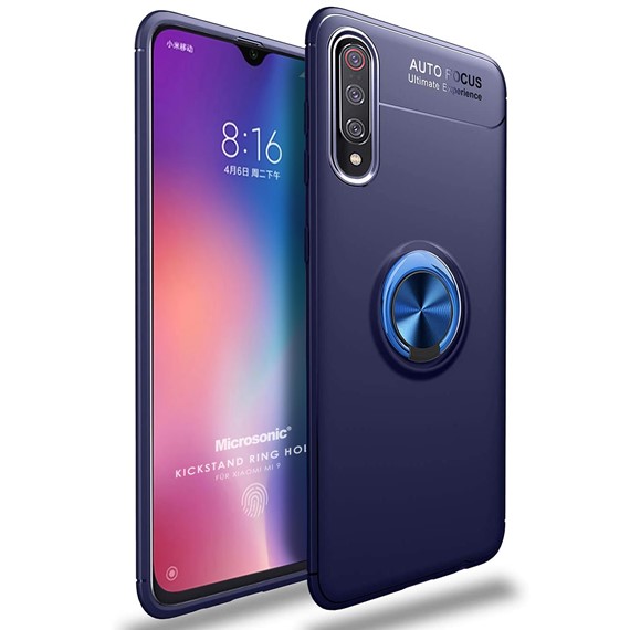 Microsonic Xiaomi Mi 9 Kılıf Kickstand Ring Holder Lacivert 1