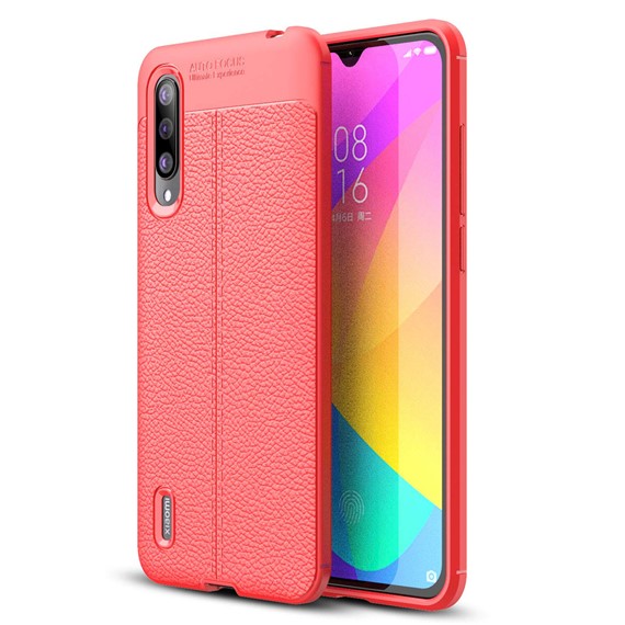 Microsonic Xiaomi Mi 9 Lite Kılıf Deri Dokulu Silikon Kırmızı 1