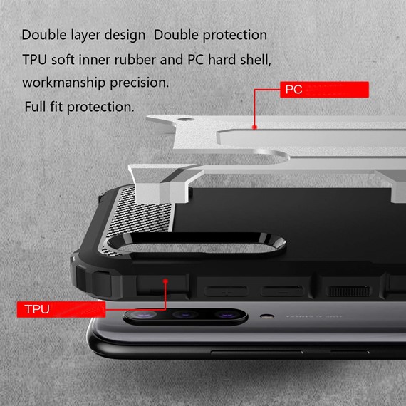 Microsonic Xiaomi Mi 9 Lite Kılıf Rugged Armor Siyah 4