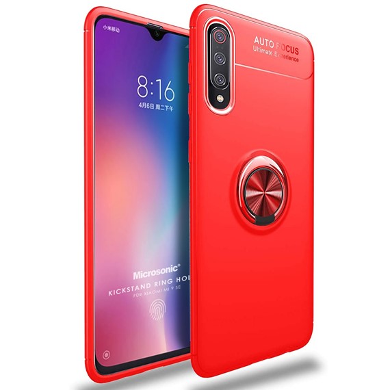 Microsonic Xiaomi Mi 9 SE Kılıf Kickstand Ring Holder Kırmızı 1