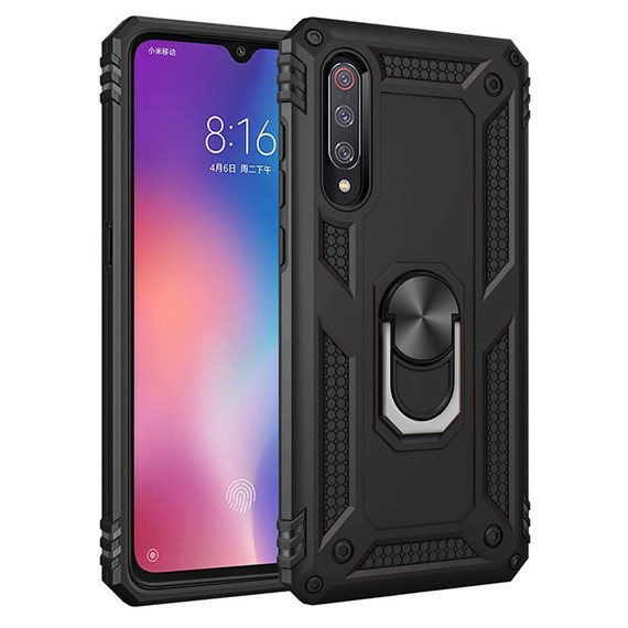 Microsonic Xiaomi Mi 9 SE Kılıf Military Ring Holder Siyah 1