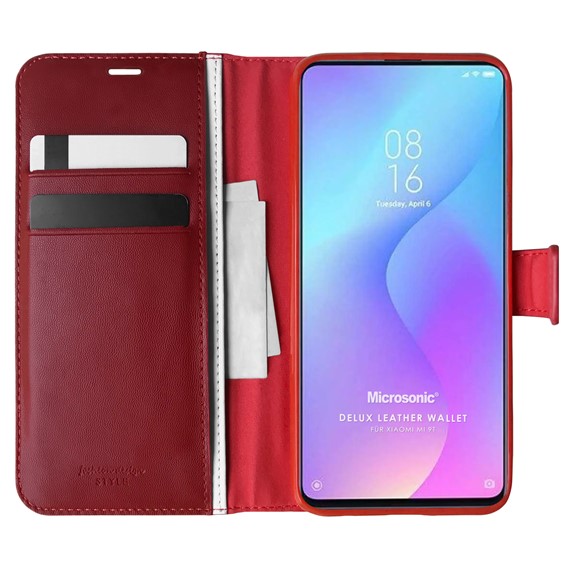 Microsonic Xiaomi Mi 9T Kılıf Delux Leather Wallet Kırmızı 1