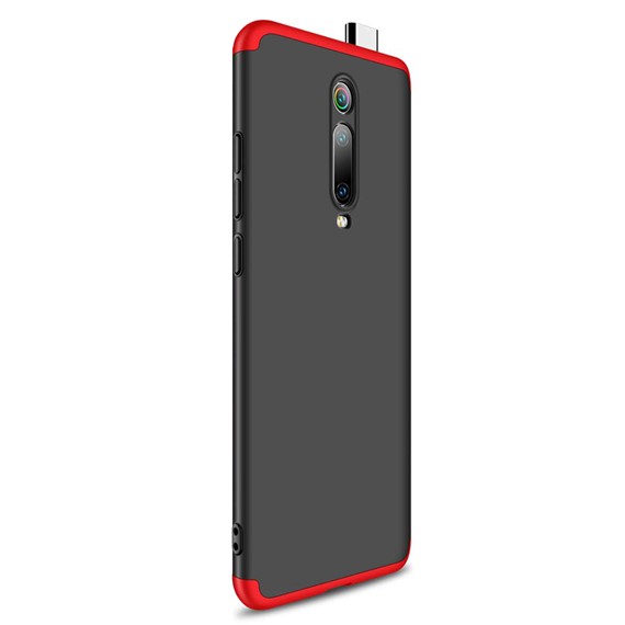 Microsonic Xiaomi Mi 9T Kılıf Double Dip 360 Protective Siyah Kırmızı 2