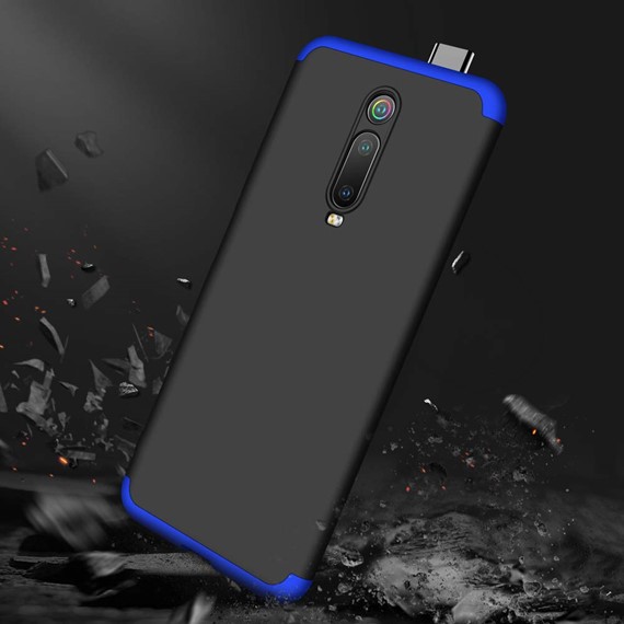 Microsonic Xiaomi Mi 9T Kılıf Double Dip 360 Protective Siyah Mavi 3